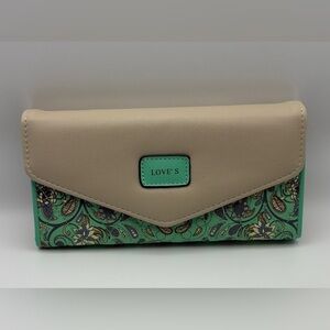 Love Women's Beige and Mint Wallet NWOT